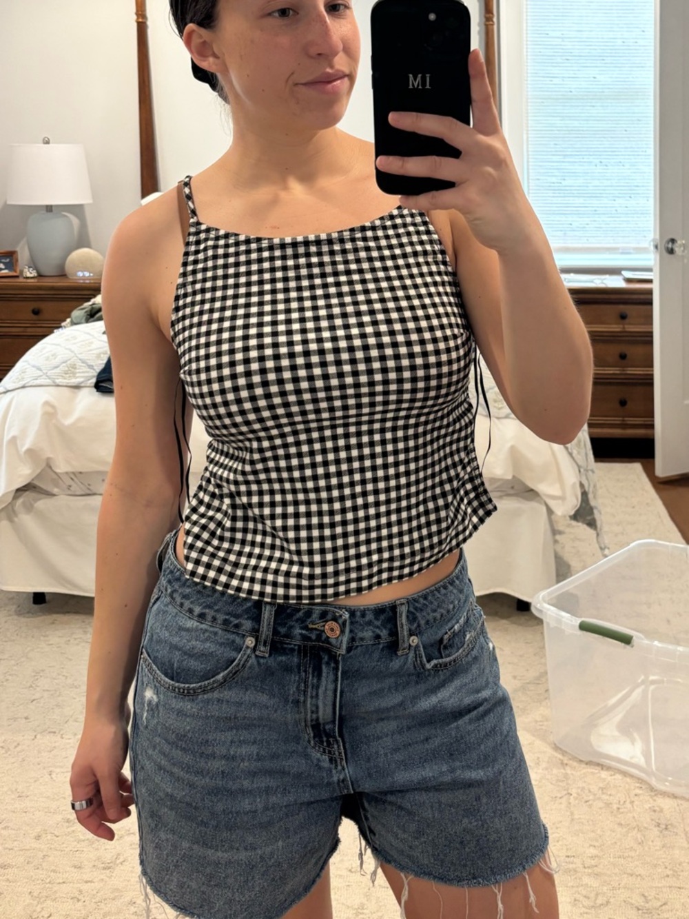 Kimchi Blue Black & White Gingham Square-Neck Camisole